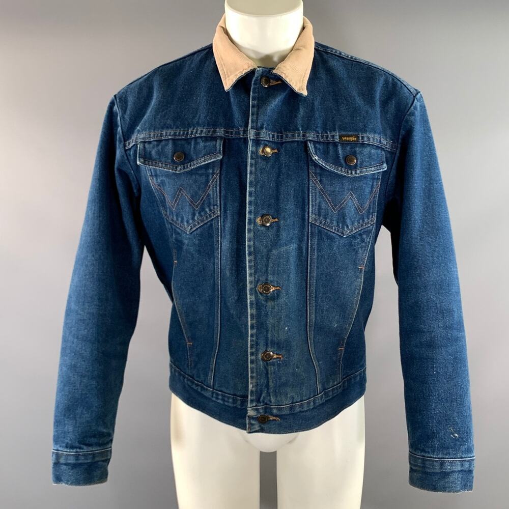 WRANGLER Size M Blue Khaki Contrast Stitch Western Jacket